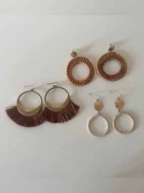 Lots of Women’s Bohemian style Brown Fringe Hoop earrings